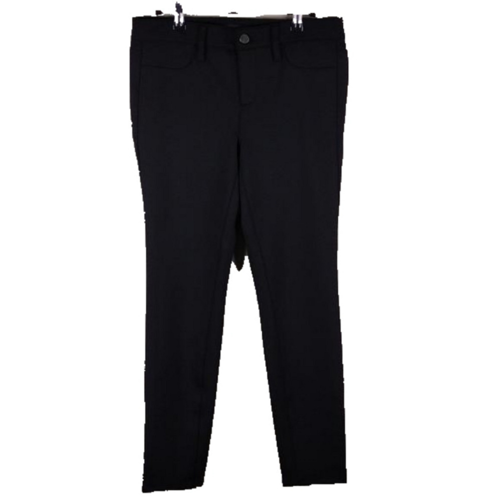 Ann Taylor Black Nylon Blend Mid Rise Button Zipper Front Skinny Leg Pant
